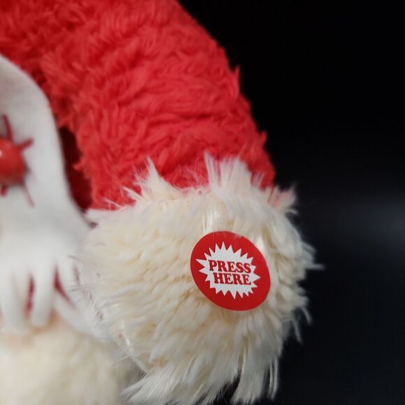 Musical Hallmark Christmas Plush Decor Teddy Bear Plays Jingle Bells Red Cream - Picture 5 of 16
